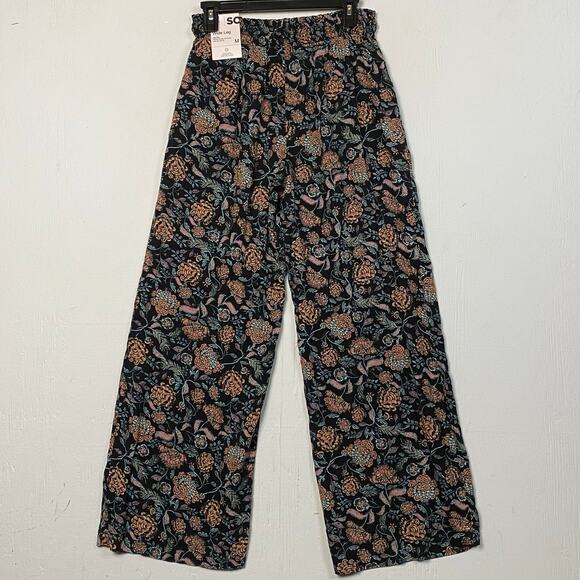 Sonoma Goods For Life Black Floral Wide Leg Boho High Rise Pants Size Medium - Picture 10 of 12